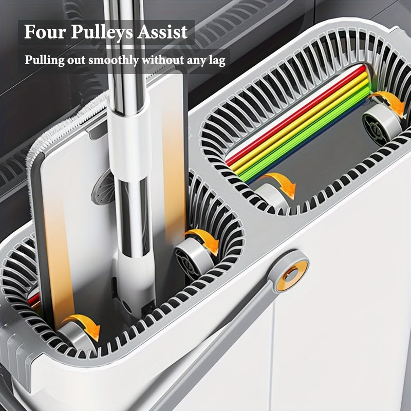 Plastik tekis pol uchun mop va quticha to'plami, qattiq yog'och, plitka va yog'och pol uchun Wringer bilan