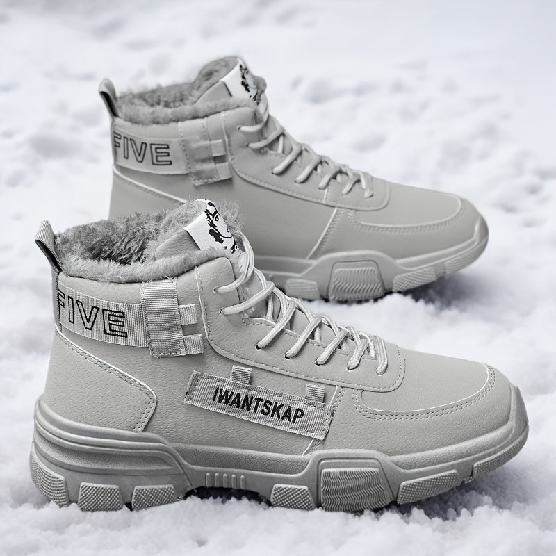Men's Winter Snow Boots Faux Leather Fleece Lining Anti-Slip Durable Casual Outdoor