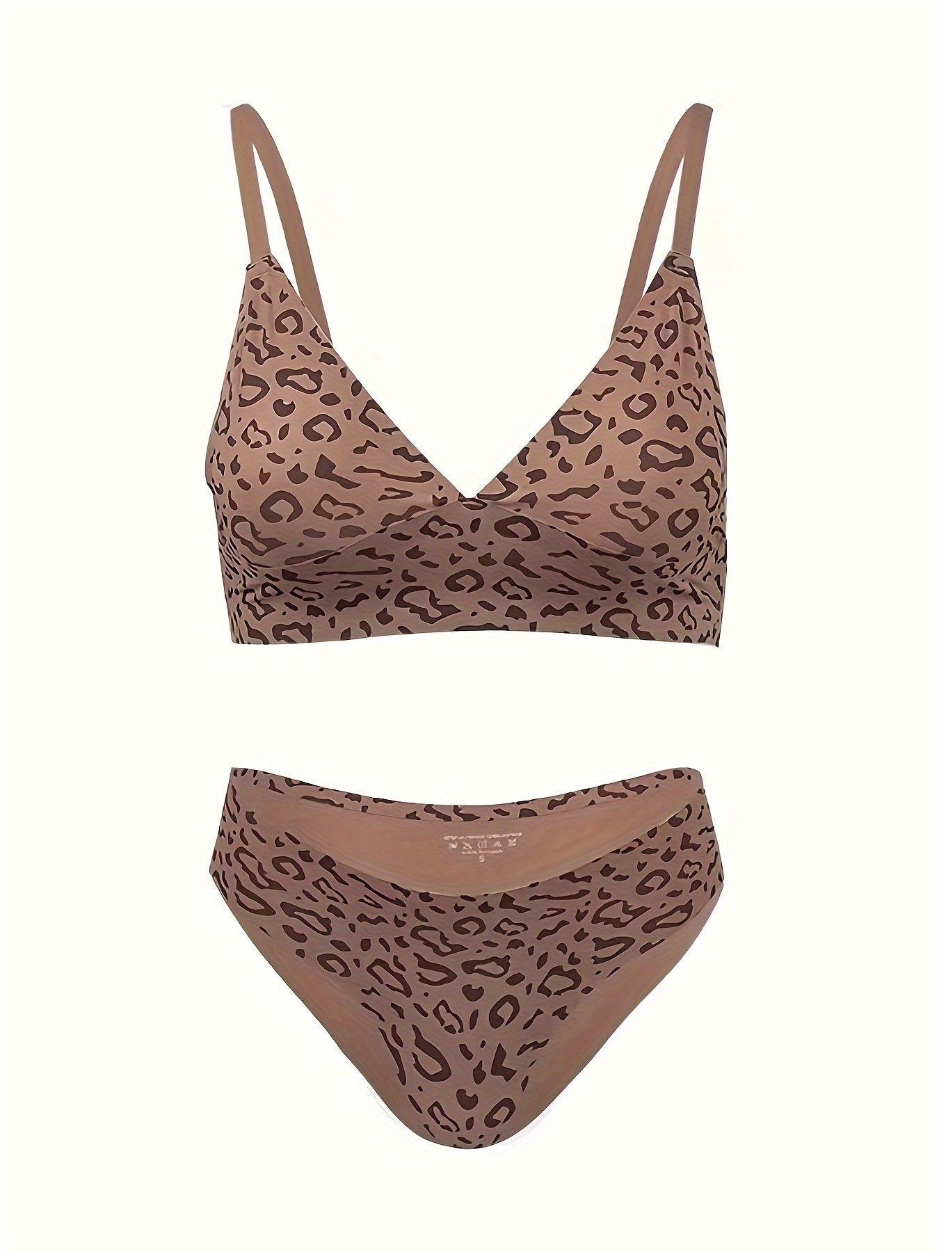 Seamless Leopard Lingerie Bra Set for Women
