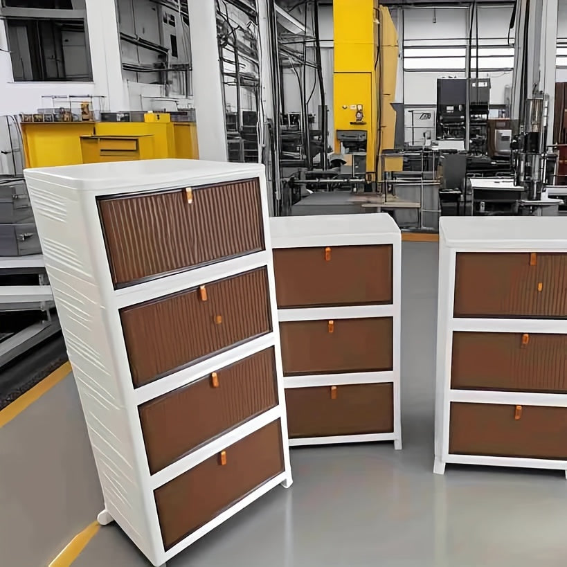 Foldable Plastic Storage Box with Clear Door for Clothes Books Toys in Bedroom Bathroom Office Living Room