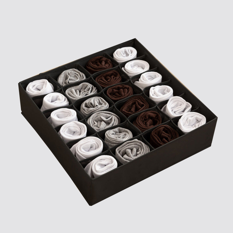 Caja de almacenamiento de ropa interior de tela con 24 compartimentos para calcetines y corbatas