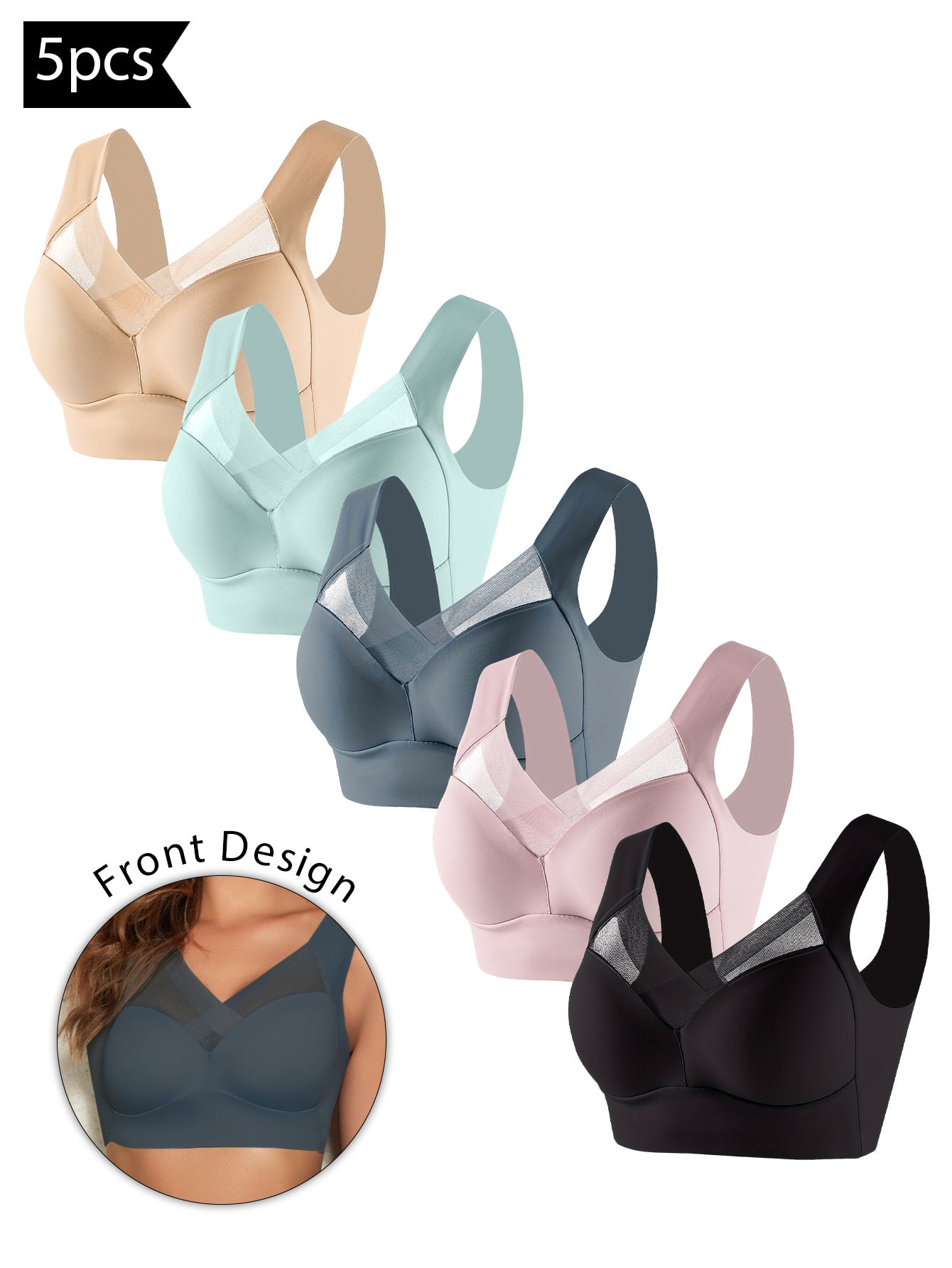 Women's Seamless Wireless Sports Bras with Cross Straps and Wide Comfort Straps