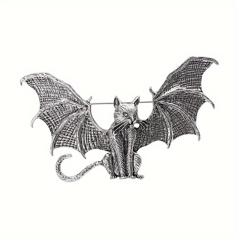 Vintage Bat Cat Brooch Halloween Lapel Pin for Backpack or Jewelry
