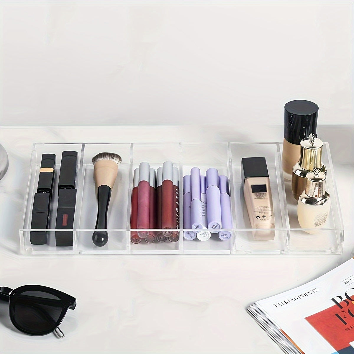 Acrylic Eyewear Organizer for 6 Pairs of Glasses Storage Box for Women