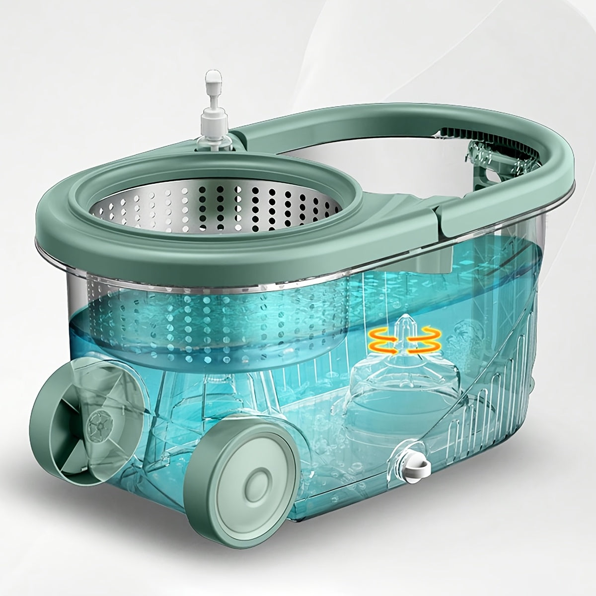 Ikki tomonlama yuradigan Spin Mop va Kova to'plami, o'z-o'zidan siqish va qo'lda bosish g'ildiragi bilan