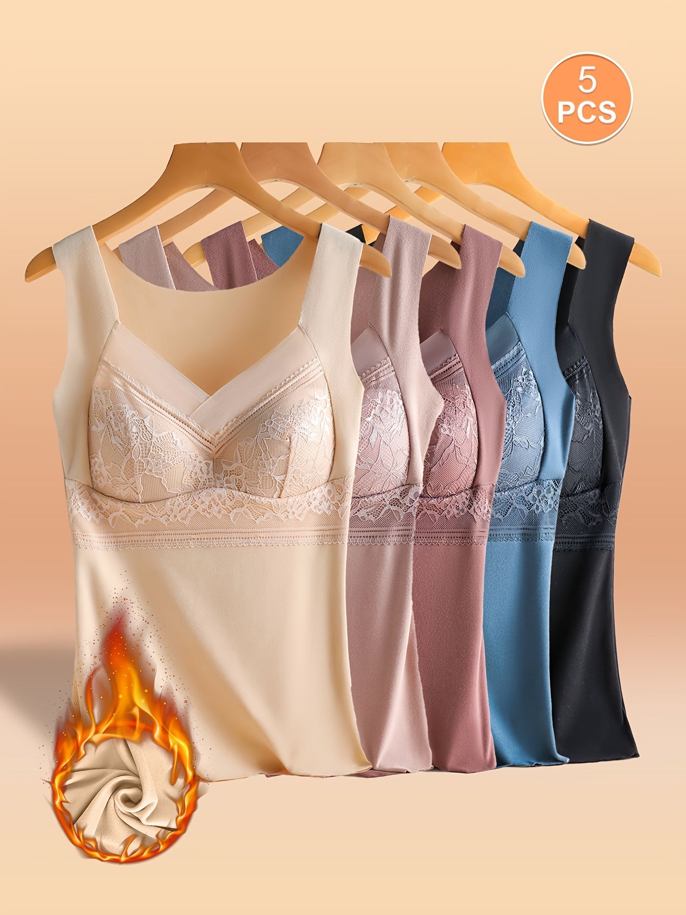 5-Pack EssElegance ayollar uchun pluss o'lchamdagi termal yuqorilar, ichki yostiqlar bilan, ikki tomonlama to'quv, bir xil rang, cho'ziluvchan nylon, dumaloq bo'yin, kuz/qish uchun.