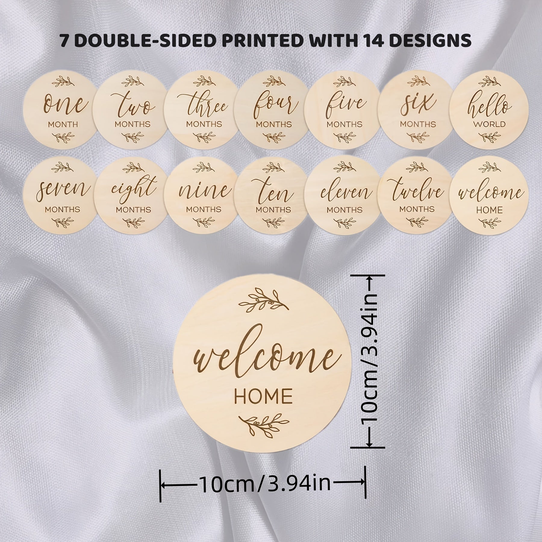 Набор из 7 деревянных двусторонних карточек для месячных вех - Идеальные фотопропсы для первого года жизни ребенка, беременности и объявлений о вехах - Изготовлены из высококачественной древесноволокнистой плиты, прочные и удобные в использовании.