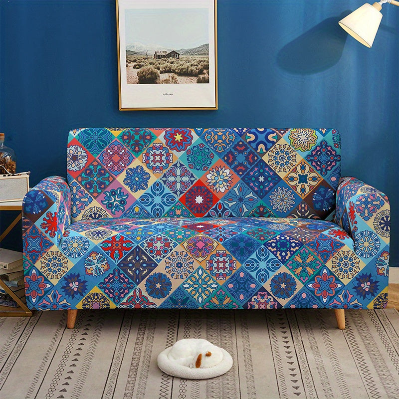 Bohemian Milk Printed Sofa Slipcover for Living Room Bedroom Office Non-Slip