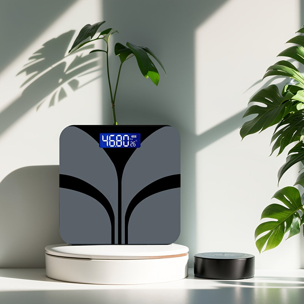 Черные умные весы с ЖК-дисплеем и измерением температуры для использования в ванной
