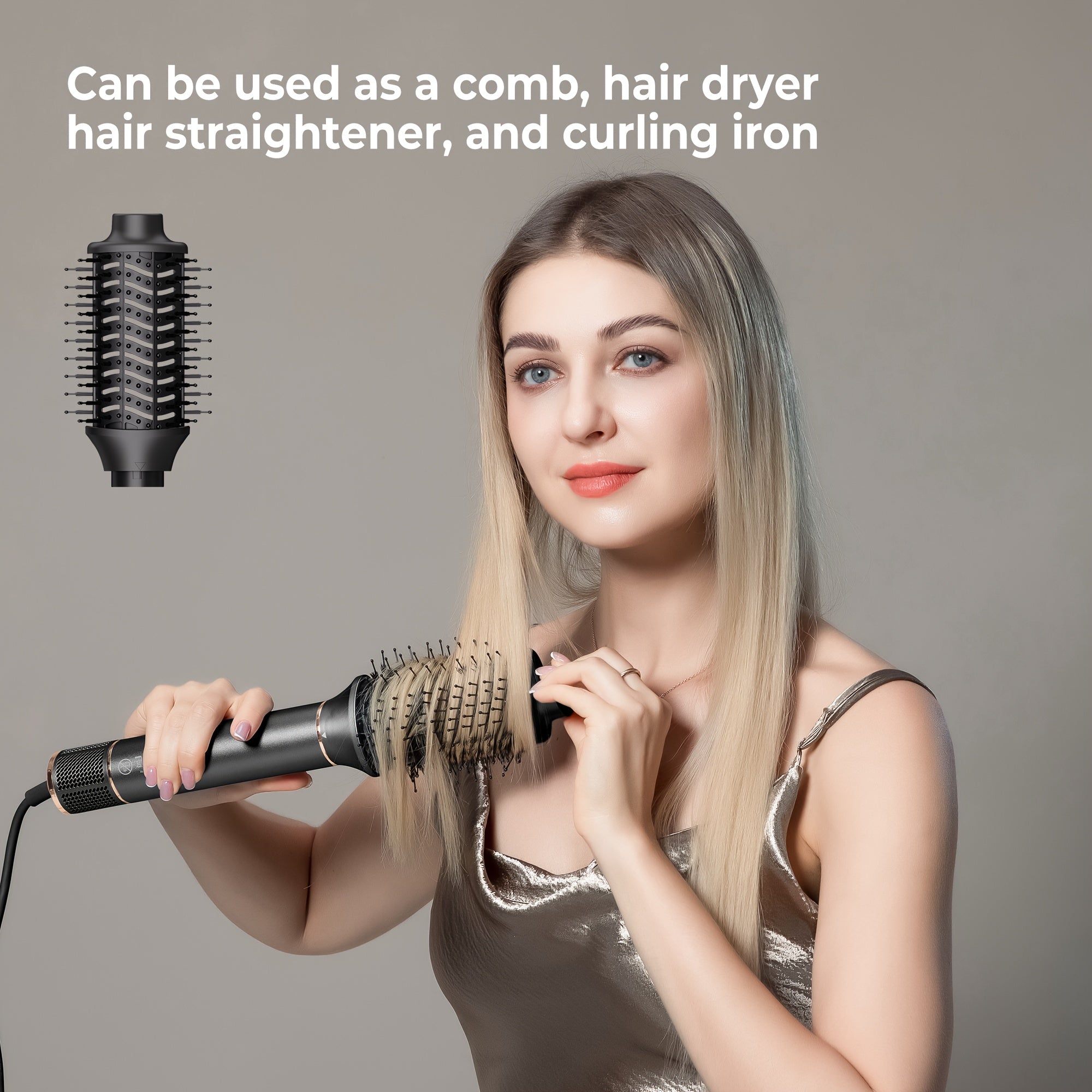 Cepillo de peinado 5 en 1 con plancha de aire iónico, rizador de pelo, cepillo de aire caliente 110000 RPM