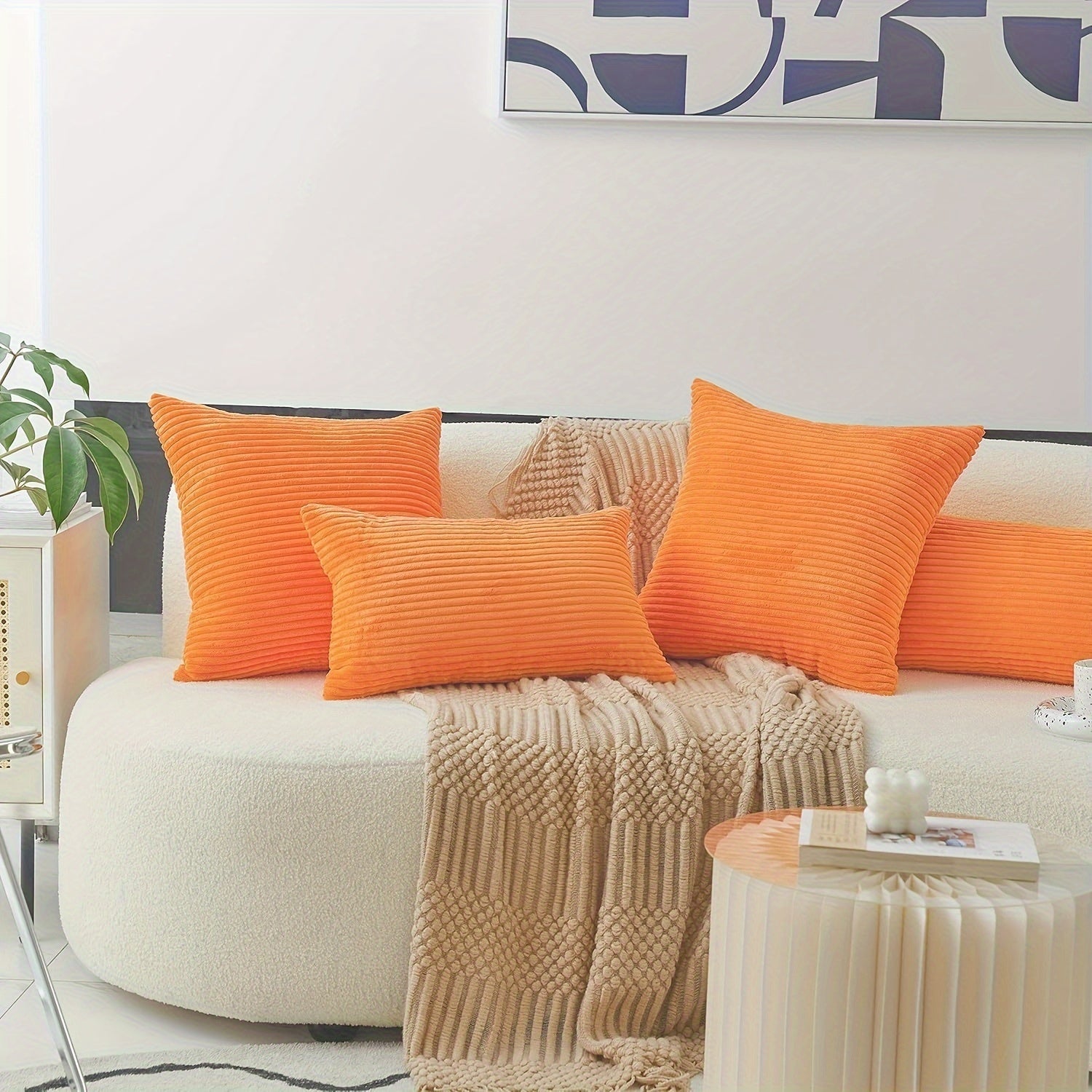 Orange Pillow Cover 30x50cm or 45x45cm Polyester Zipper Closure