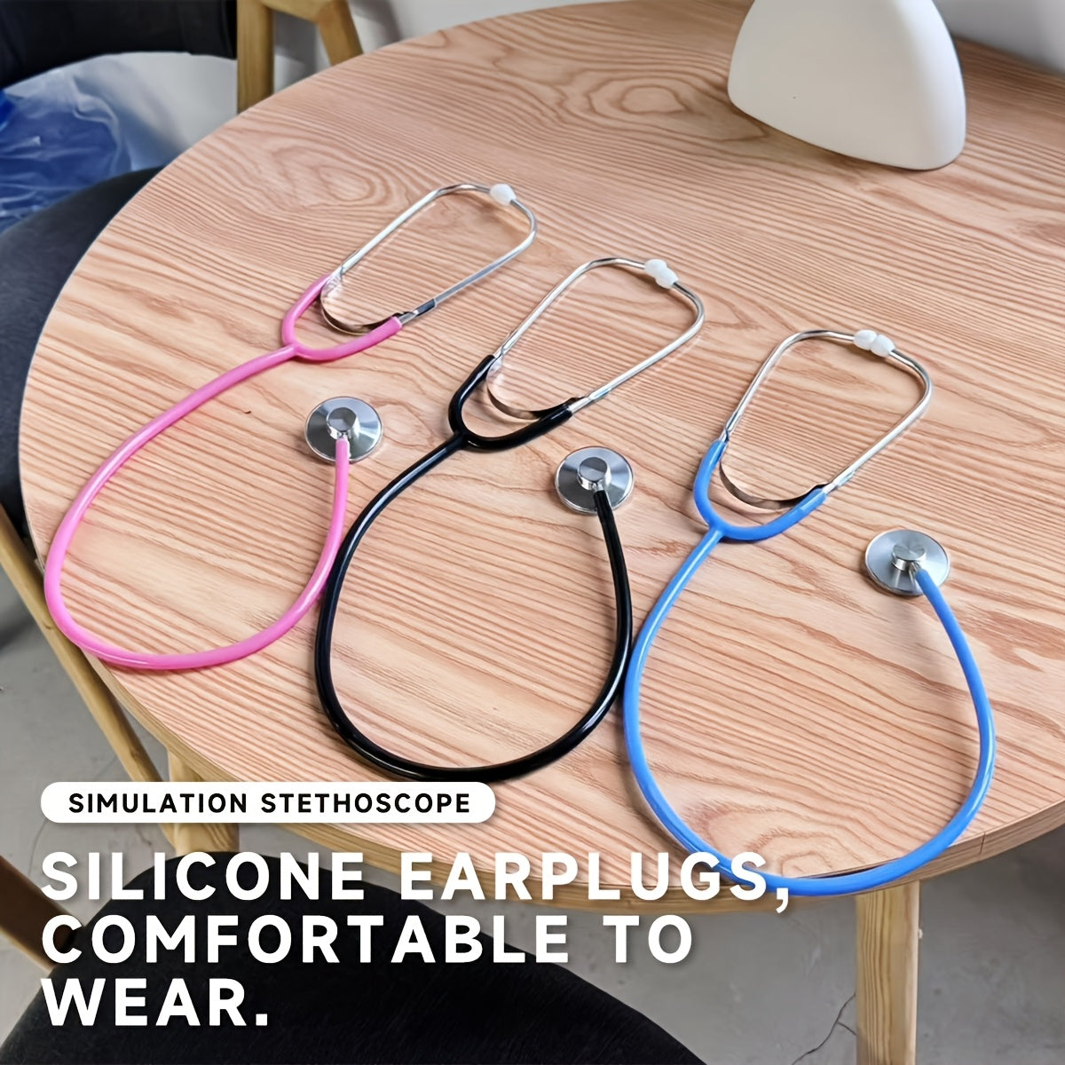 Toy Medical Stethoscope for Doctor Role Play Ages 14+ Black Blue Pink