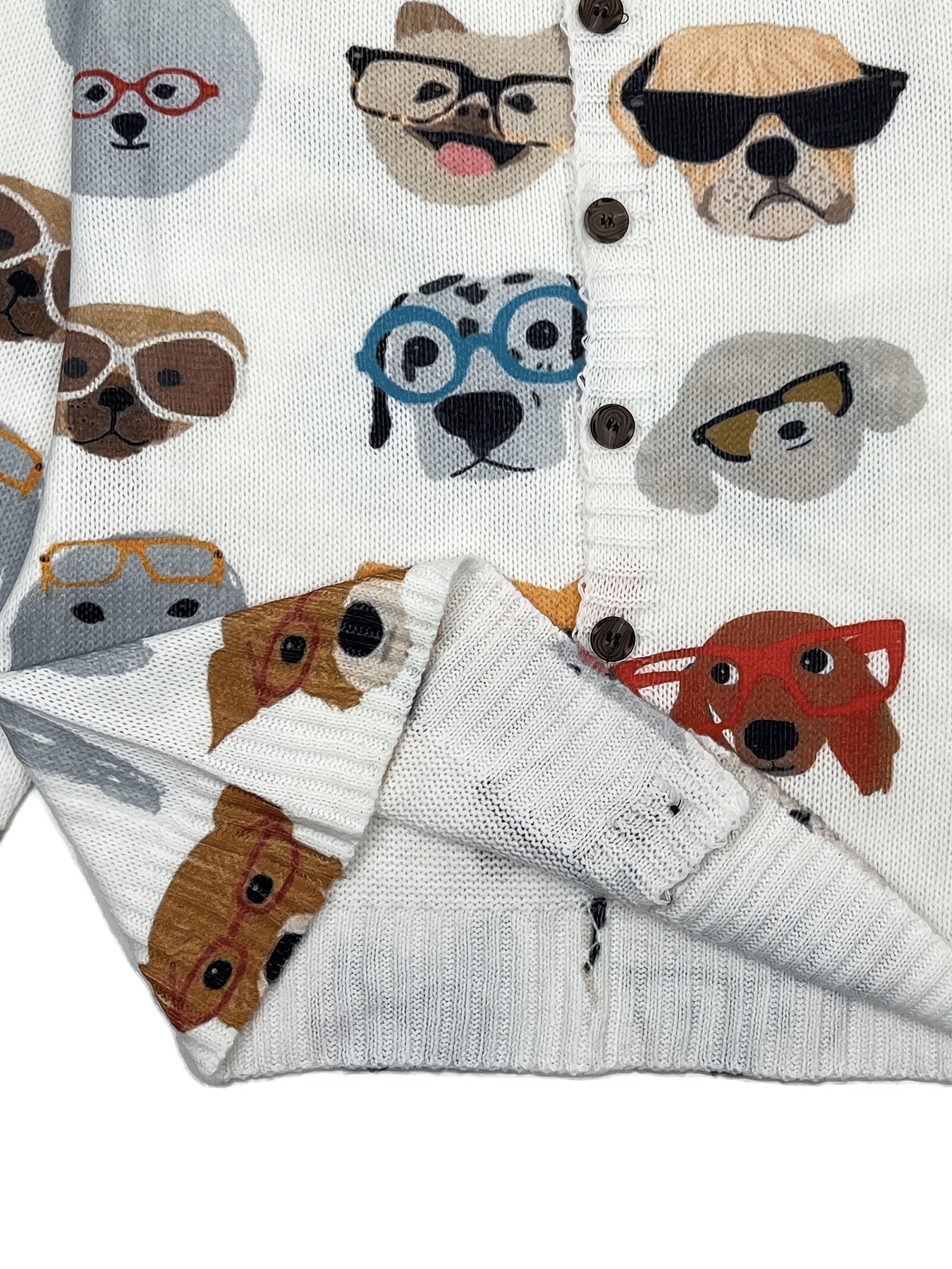 Cárdigan de talla grande para mujer, ligero, con estampado de perros, primavera y otoño, manga larga, abertura frontal