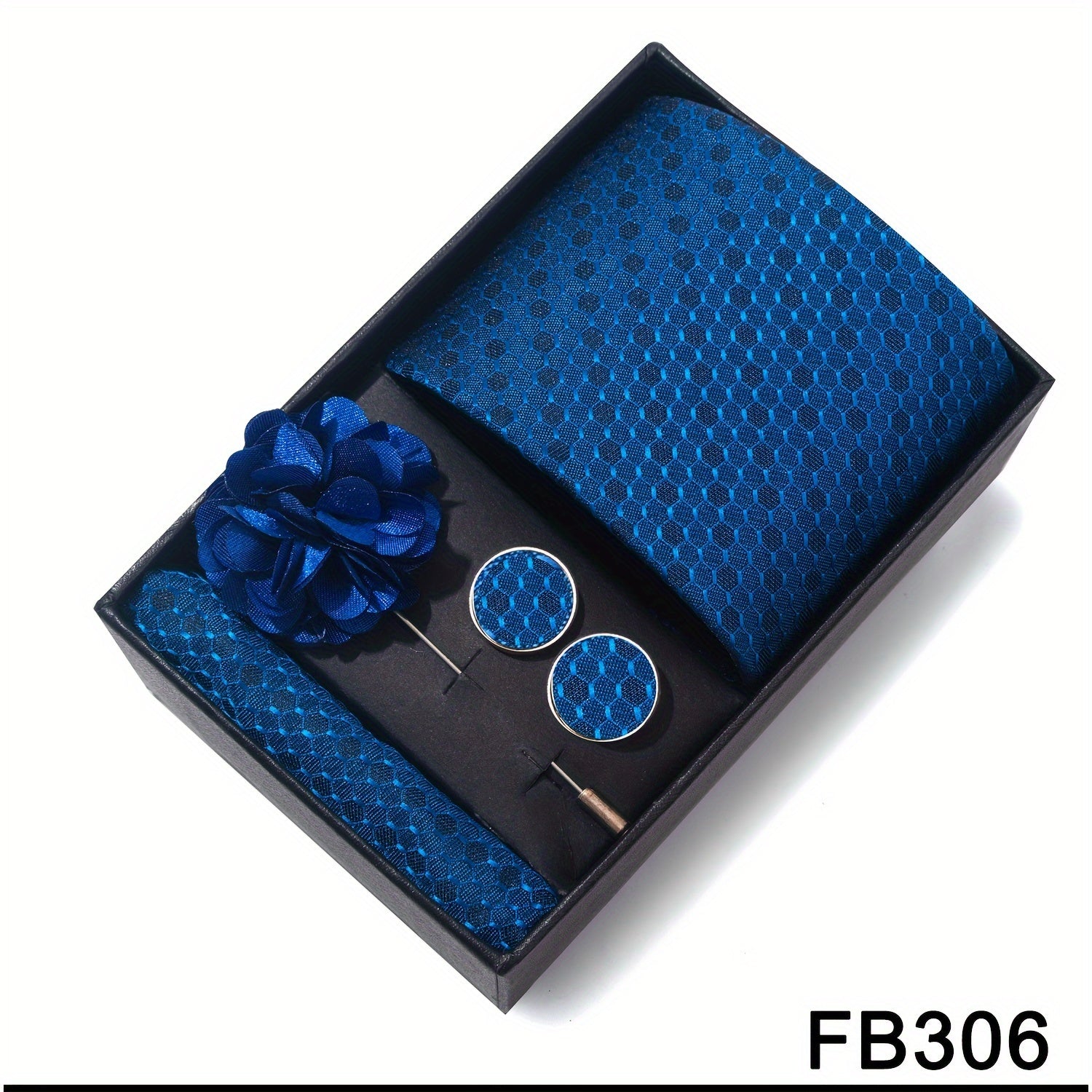 Men's Fashion Tie Set with Striped and Paisley Neckties, Pocket Square, Cufflinks, Lapel Pin in Gift Box for Business and Weddings