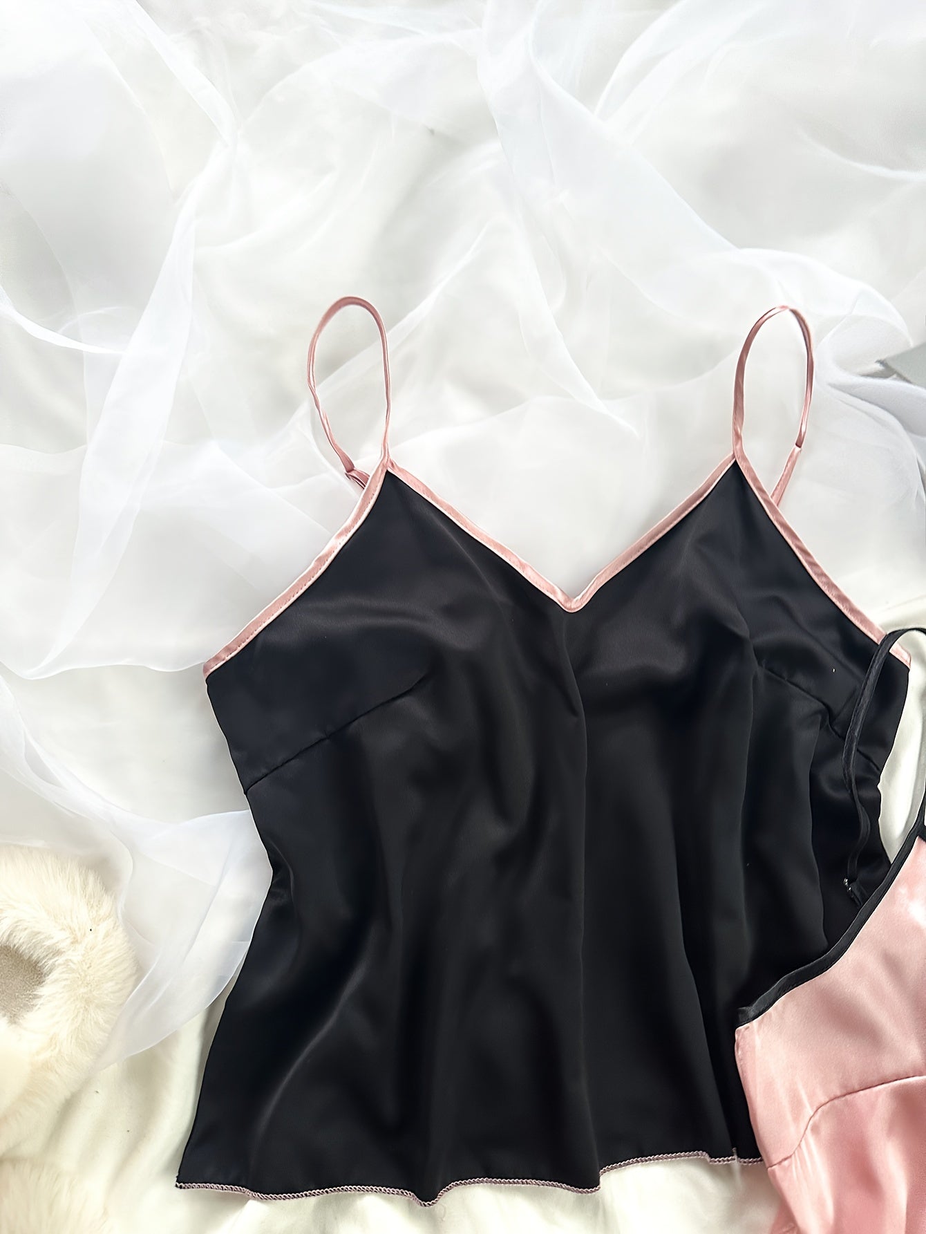 Women's Solid Color Pajama Set with Bow Suspender Shorts for All Seasons