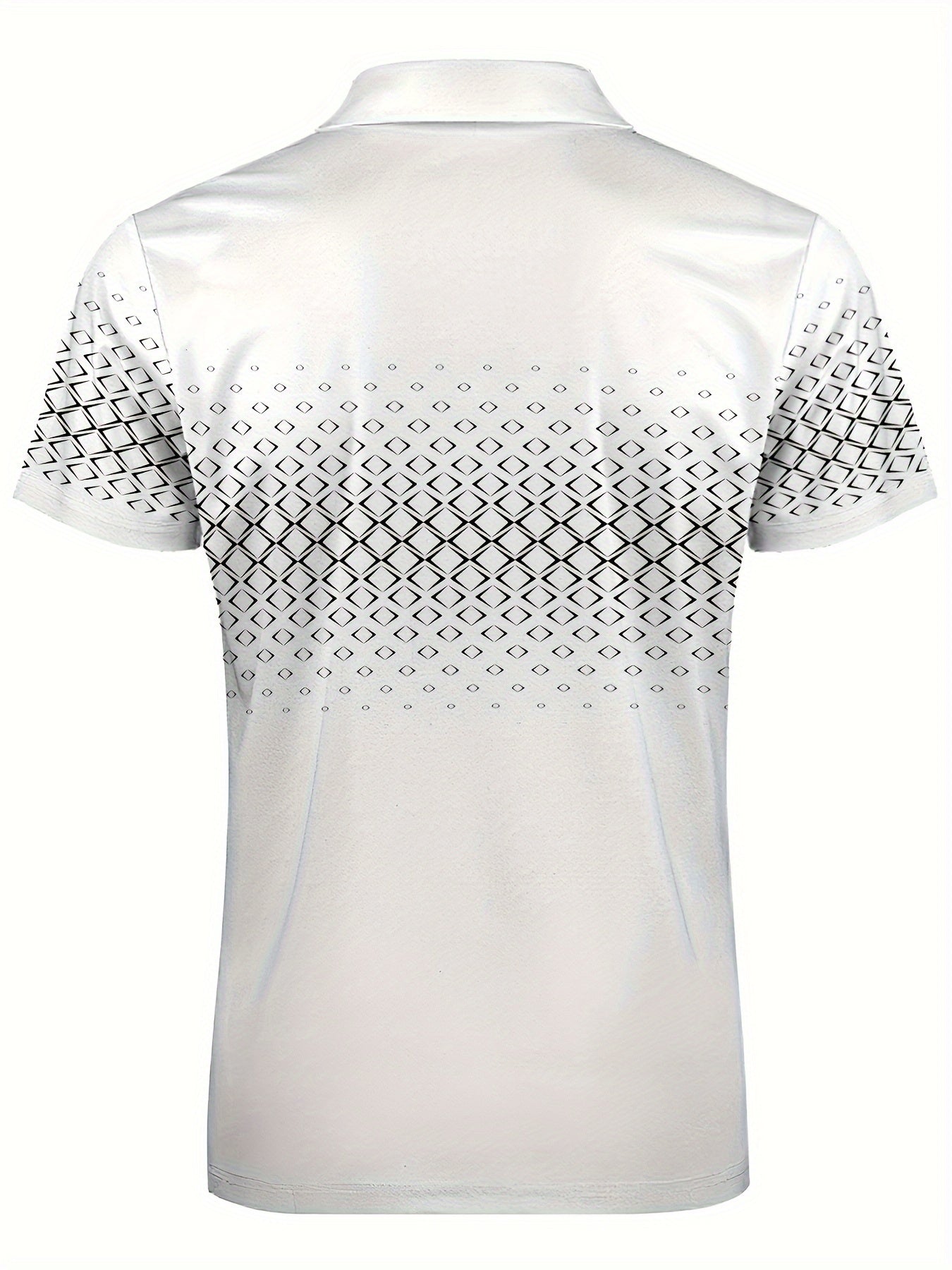 Erkaklar uchun plussiz casual golf koftasi, qisqa yengli, retro geometrik plitka printi, engil va qulay.