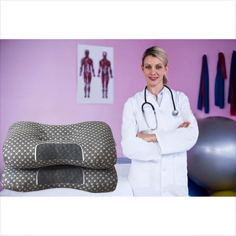 Cervical Pillow Set for All Sleep Positions Breathable Pillowcase Medium Soft Polyester Fill 1000g or 2000g