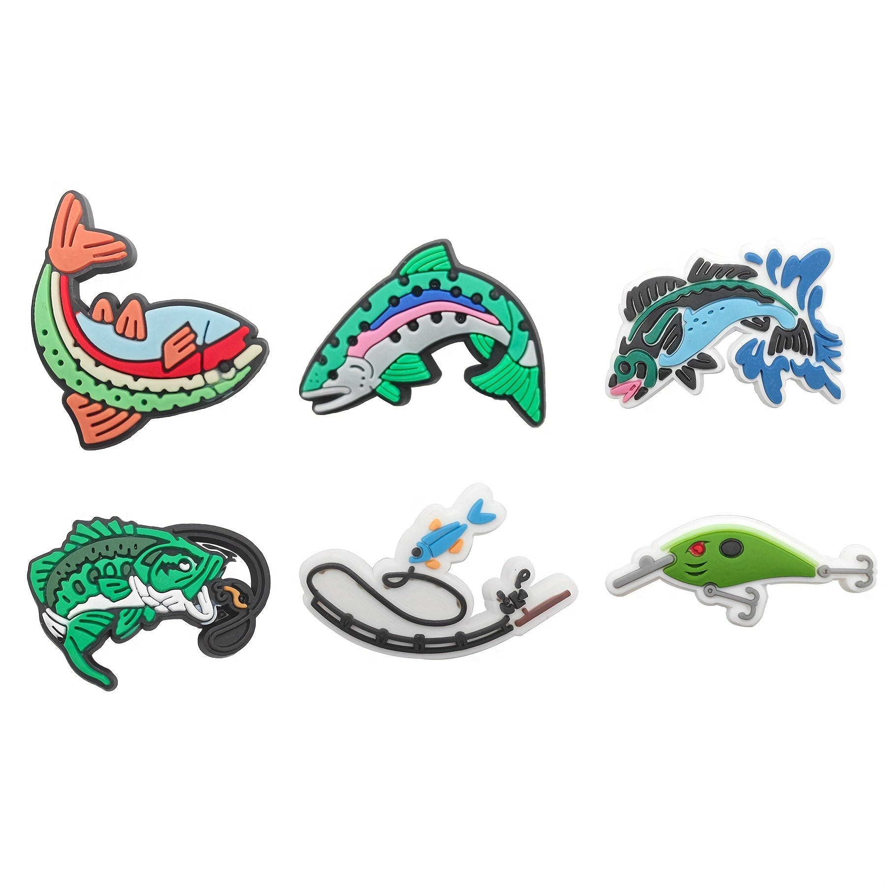 16PCS Fishing Shoe Charms for Women Men Clog Decorations for Sandals and Jewelry