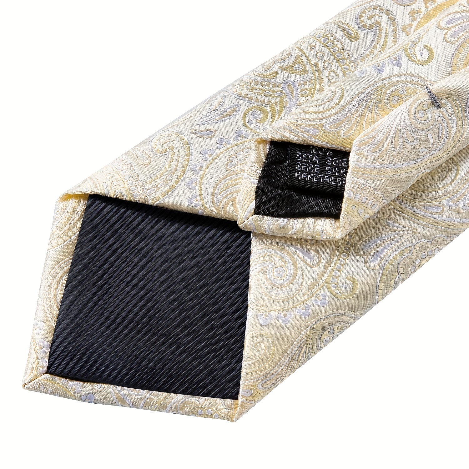 Мужской набор светлого цвета с галстуком-пейсли, платком и запонками для свадьбы или в подарок