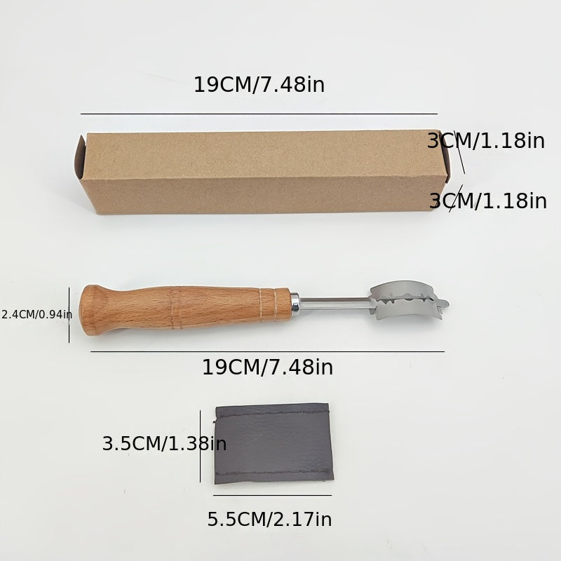 Stainless Steel Bread Lame with Curved Dough Scraper and Slicing Knife for Baguettes