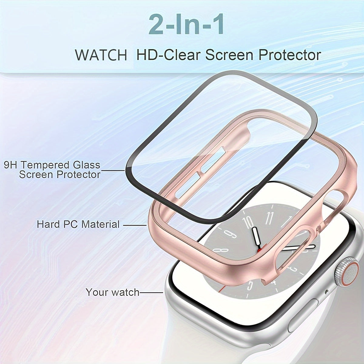 3pcs Apple Watch Cases for Men and Women Sports Leisure PC Hard Tempered Glass Screen Protector