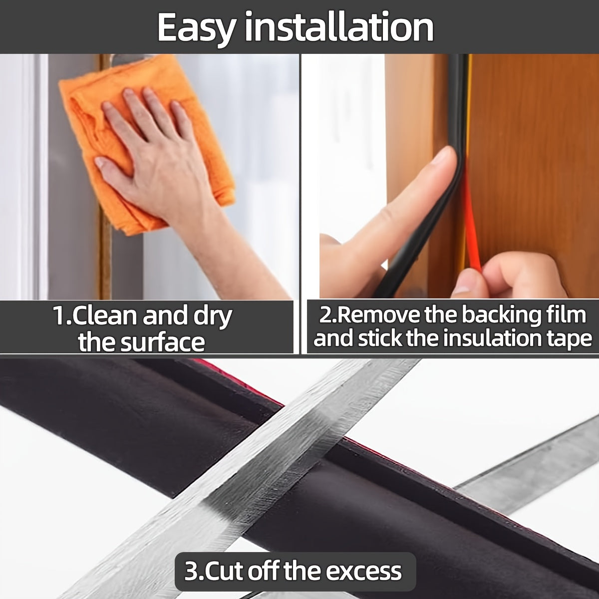 Self-Adhesive Rubber Weather Stripping for Doors and Windows 10ft Black White Brown Fire-Resistant