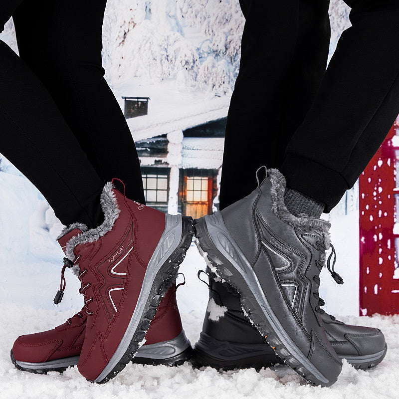 Women Winter Slip-On Shoes Non-Slip Traction Comfort Burgundy