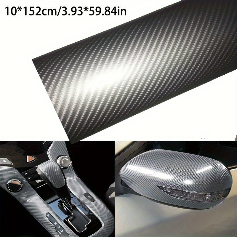 Car Interior Wrap Sticker Glossy Carbon Fiber Vinyl Film 10x152cm