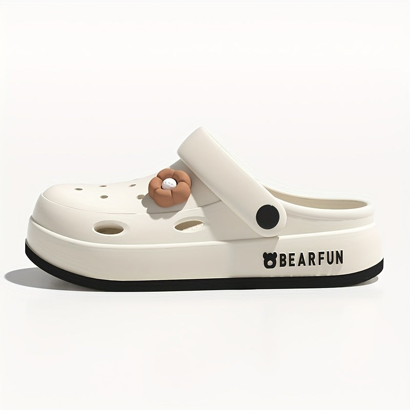 Women's Thick-Soled EVA Clogs with Cartoon Print for Summer Beach Outdoor