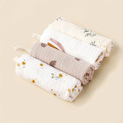Set of 4 Baby Muslin Towels 30x30 cm Cotton Soft Absorbent Baby Bath Towels