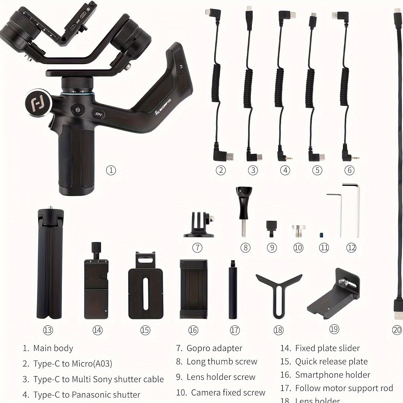 Mini 3-Axis Gimbal Stabilizer for Mirrorless Cameras Action Cameras Smartphones Up to 1.18KG