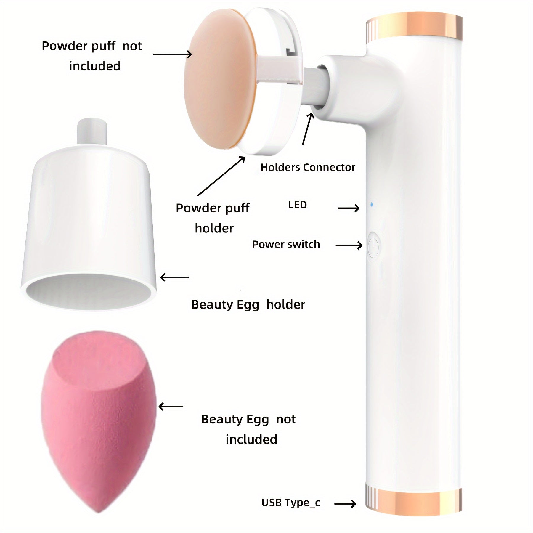 Electric Makeup Puff with USB Rechargeable Battery for Even Coverage and Easy Use