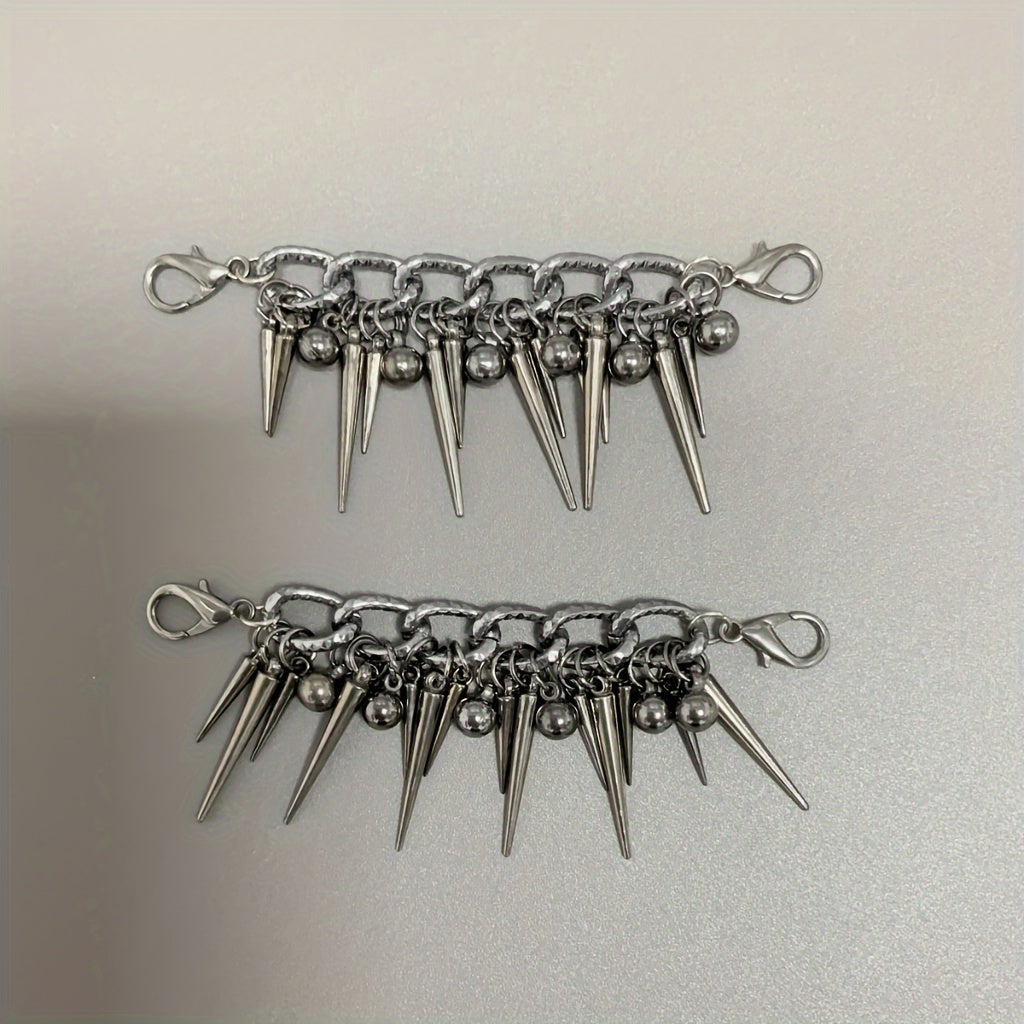 Unisex Aluminum Punk Style Metal Chain Spiked Shoe Decoration 2pcs
