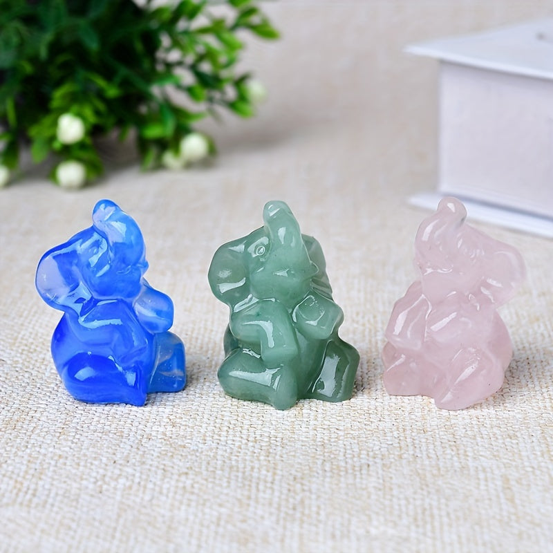 Natural Quartz Elephant Figurine for Tabletop Decor and Gift