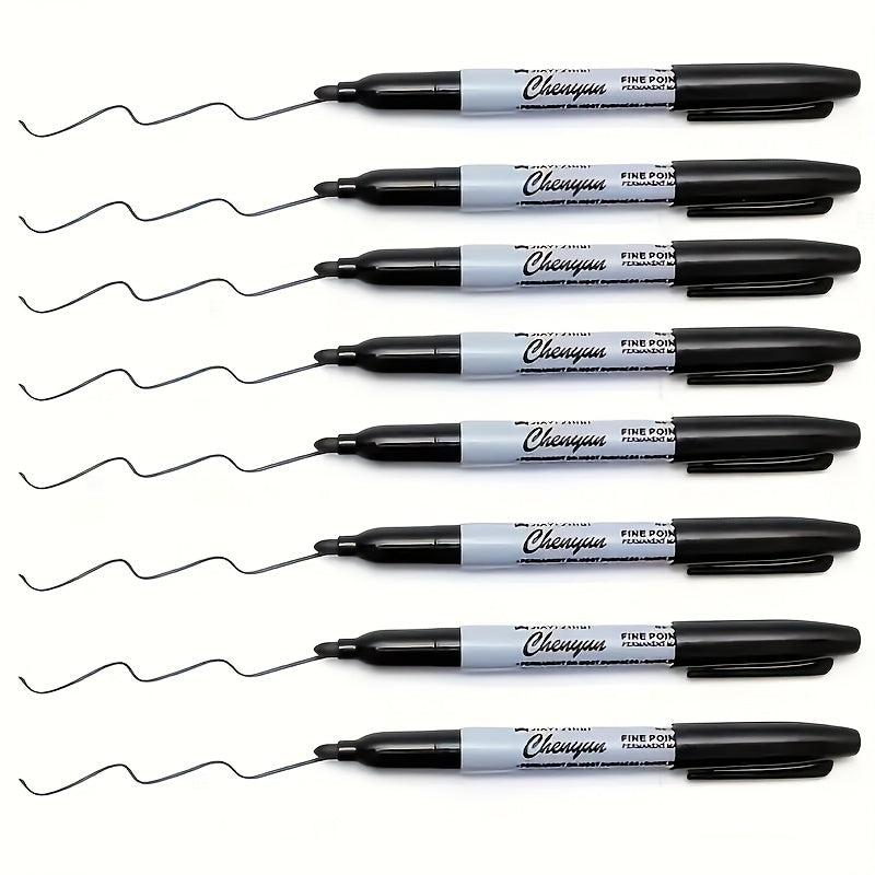5Pcs Waterproof Fine Tip Markers Black Permanent Dry Erase Office School