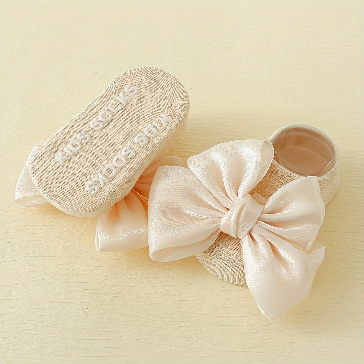 Kids Non-Slip Cotton Blend Socks with Bowknot 4-Pack All-Season