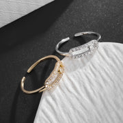 Hollow Open Ring Synthetic Cubic Zirconia Copper Elegant Wedding Engagement Jewelry