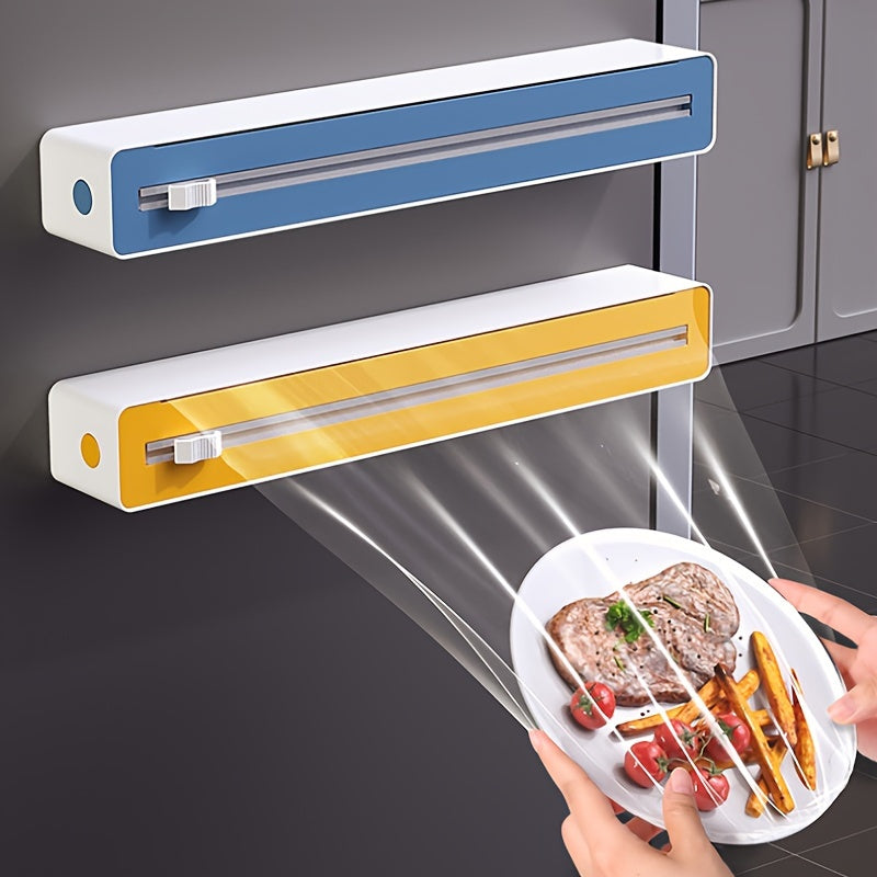 Adjustable Magnetic Kitchen Wrap Dispenser Wall Mount Cutter for Cling Film Foil