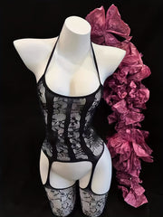 Women’s Lace Bodystocking for Music Festivals and Beachwear Open Crotch See-Through Cover-Up