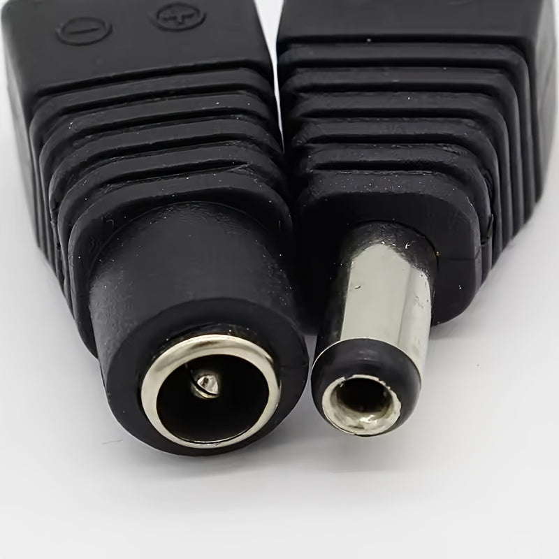5 Pieces Male Female DC Power Connector Plug Adapter 5.5mm x 2.1mm for LED and CCTV