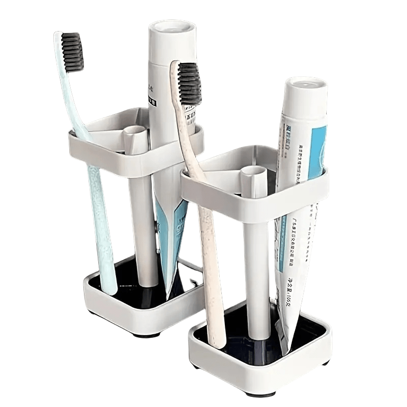White Bathroom Toothbrush Holder and Cup Organizer with 3 Slots