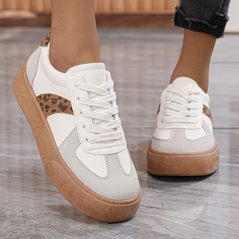 Women's Casual Lace-Up Sneakers with Soft Sole and Rounded Toe