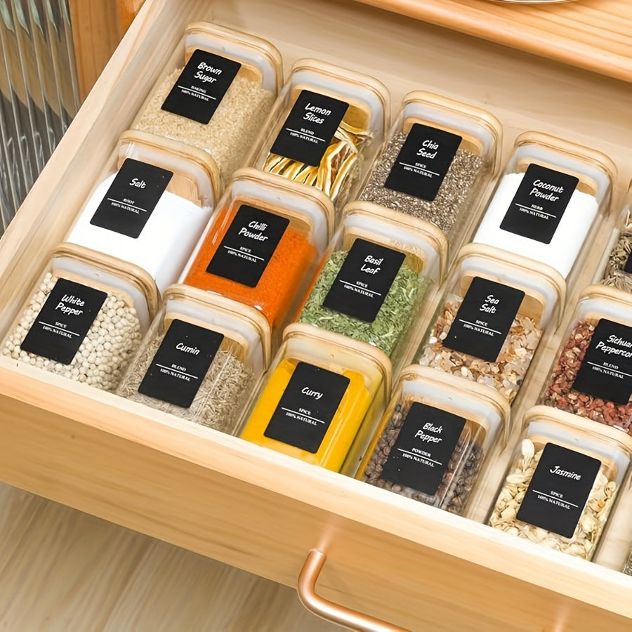 12 Pack Square Glass Spice Jars with Bamboo Lids Airtight Reusable Kitchen Storage