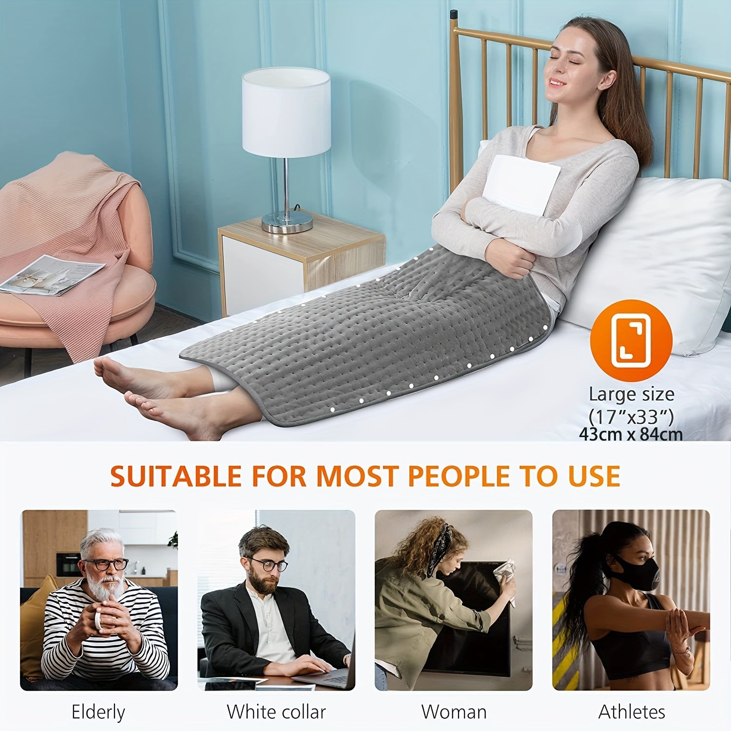 1 dona Termostatli Isitish Yostiqchasi, Raqamli Ko'rsatkich, Qizib Ketishdan Himoya, Polyester Matolari, Mashinada Yuvish Mumkin - Ideal Sovg'a