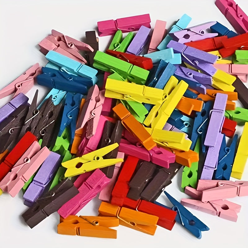 50pcs Mini Wooden Clothespins Assorted Colors for Crafts Photo Hanging Organization