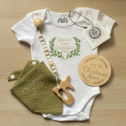 Personalized Wooden Milestone Sign for Baby's First Christmas Round Holiday Keepsake