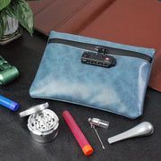 Smell Proof PU Leather Pouch Lockable Carbon Lined Storage Bag for Accessories