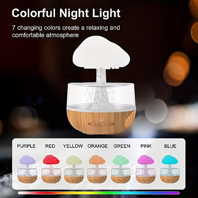 Colorful Mushroom Night Light with Rain Humidifier and Aromatherapy Battery Operated Atmosphere Lamp