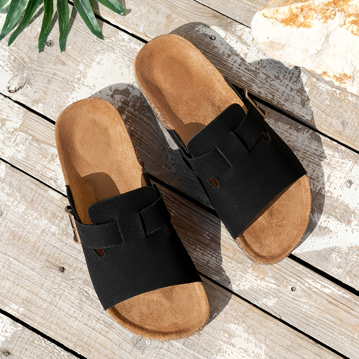 Sandalias vintage para hombre con correa de hebilla, parte superior suave, forro transpirable, plantilla acolchada y suela de PVC duradera