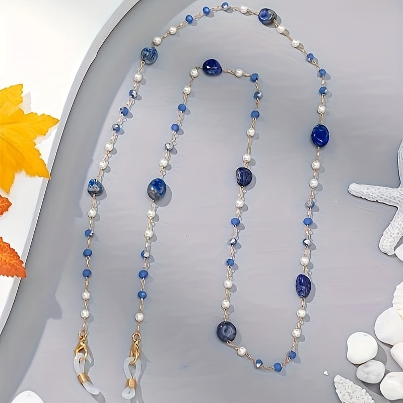 Vintage Style Glasses Chain with Faux Pearls and Crystal Beads for Sunglasses and Face Coverings